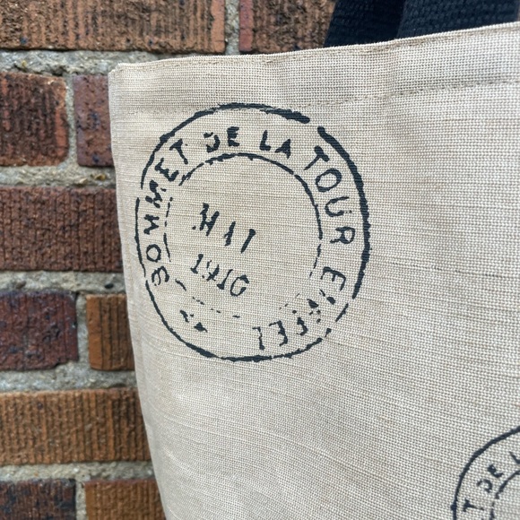vintage MAI 1910 Sommet de la Tour Eiffel Jute Fiber Tote Bag - Picture 3 of 10